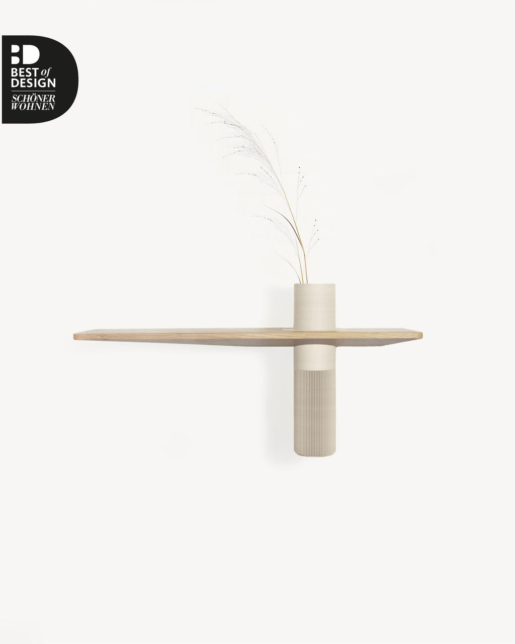 Schwebendes Wandregal Eiche Massiv mit Vase | 50 cm Natur geölt
