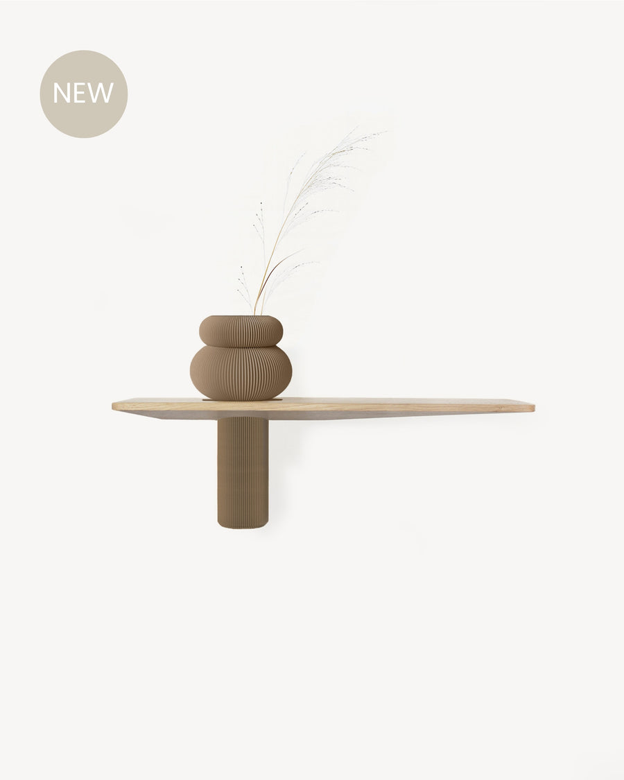 Schwebendes Wandregal Eiche Massiv mit Vase Duo | 50 cm Natur geölt