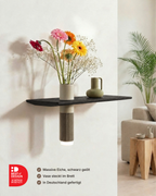 Floating Wall Shelf Solid Oak with Vase | 50 cm Black Oiled