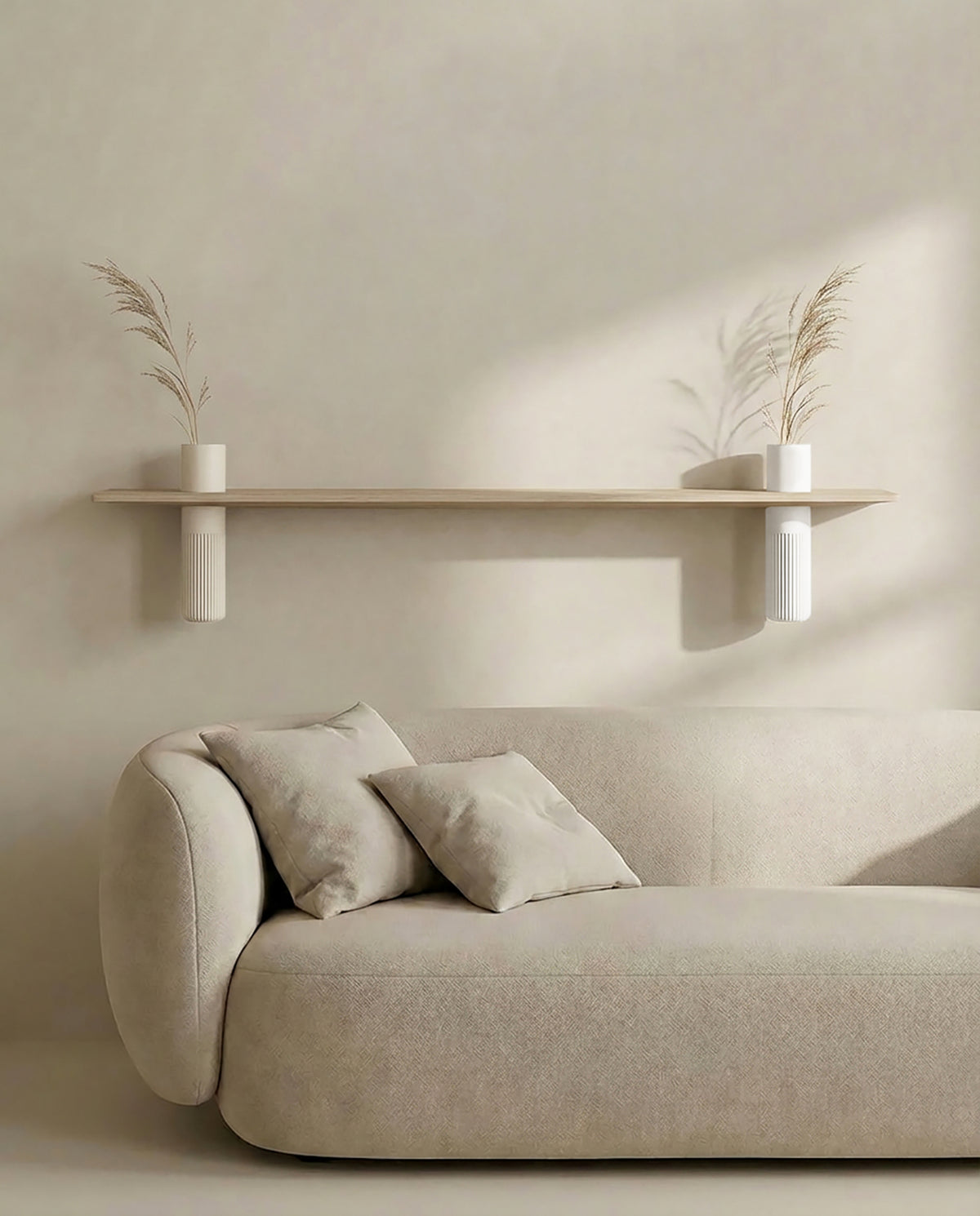 Schwebendes Regal im Wohnzimmer Eiche