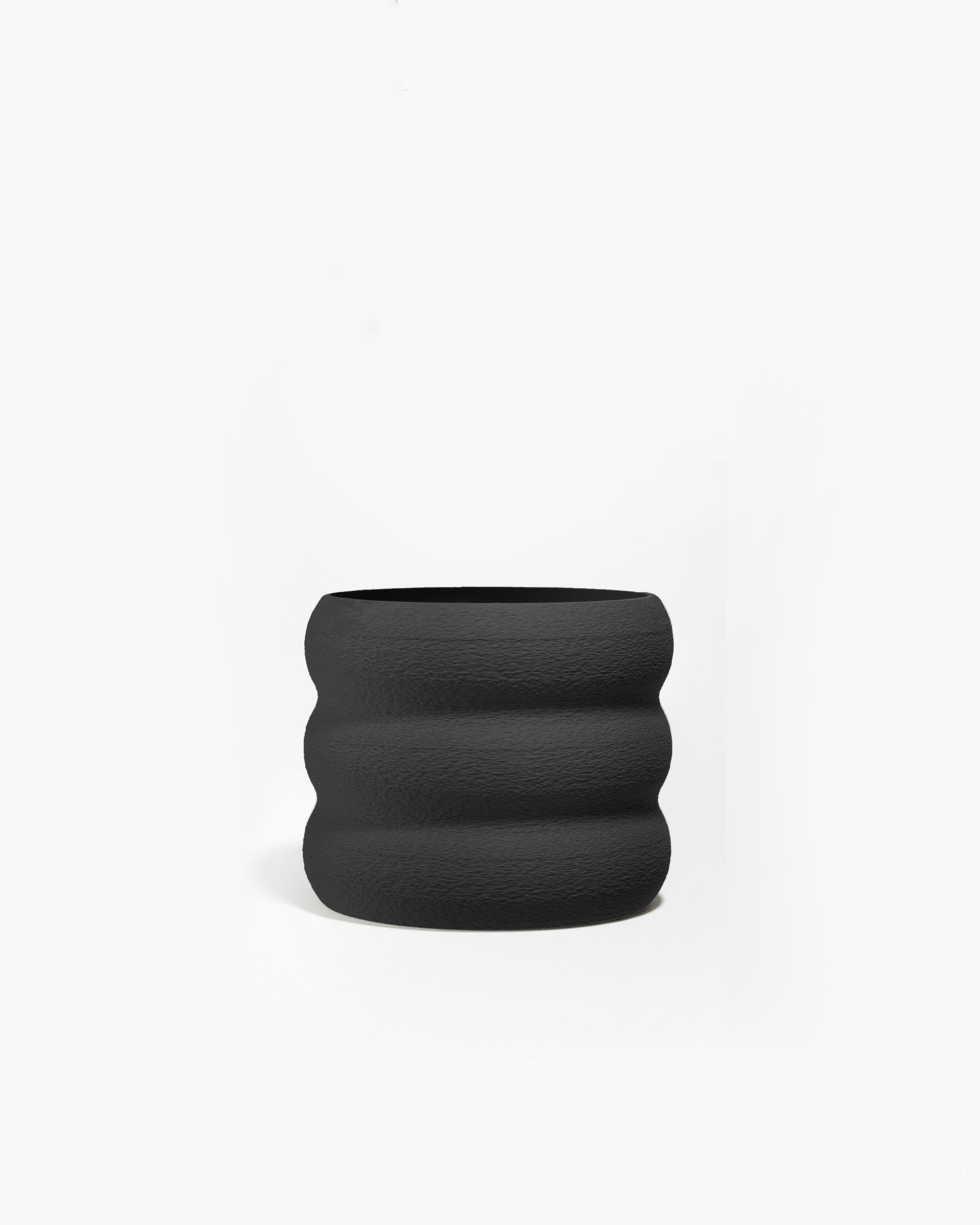 Designer Übertopf Schwarz im Donut Design