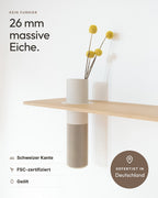 Floating Wall Shelf Solid Oak with Vase | 50 cm Natural Oiled