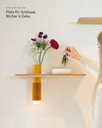 Floating Wall Shelf Solid Oak with Vase | 50 cm Natural Oiled