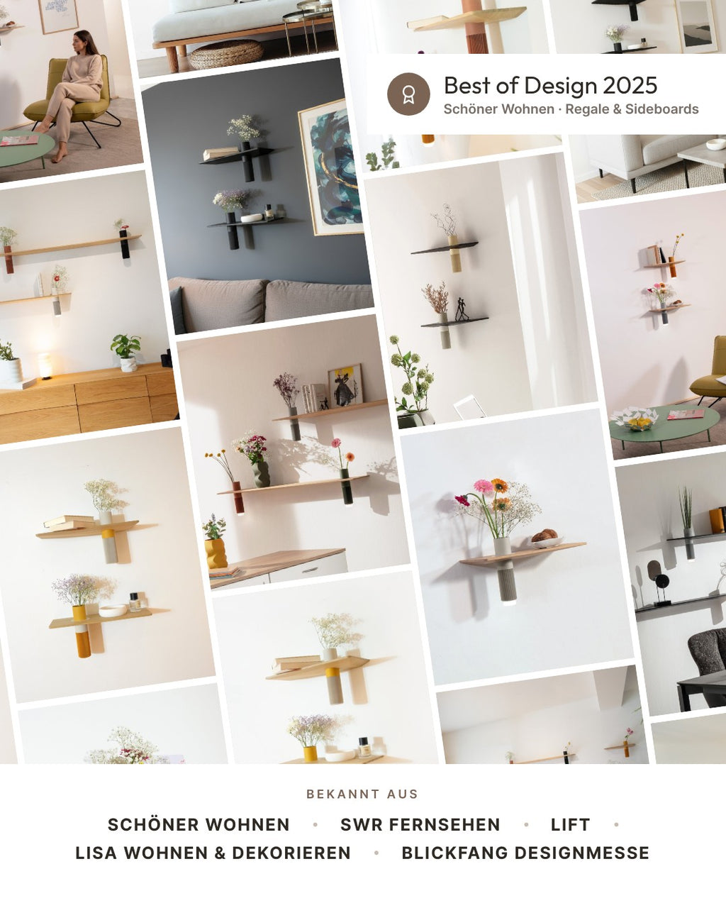 Floating Wall Shelf Solid Oak with Vase | 50 cm Natural Oiled