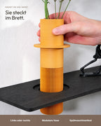 Floating Wall Shelf Solid Oak with Vase | 50 cm Black Oiled