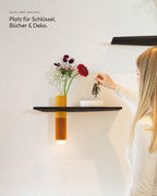 Floating Wall Shelf Solid Oak with Vase | 50 cm Black Oiled