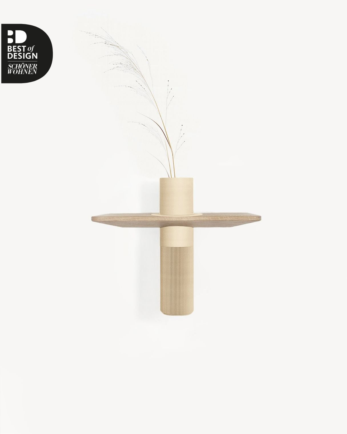 Vaseboard S Wandregal aus Eiche mit Vase in Beige 