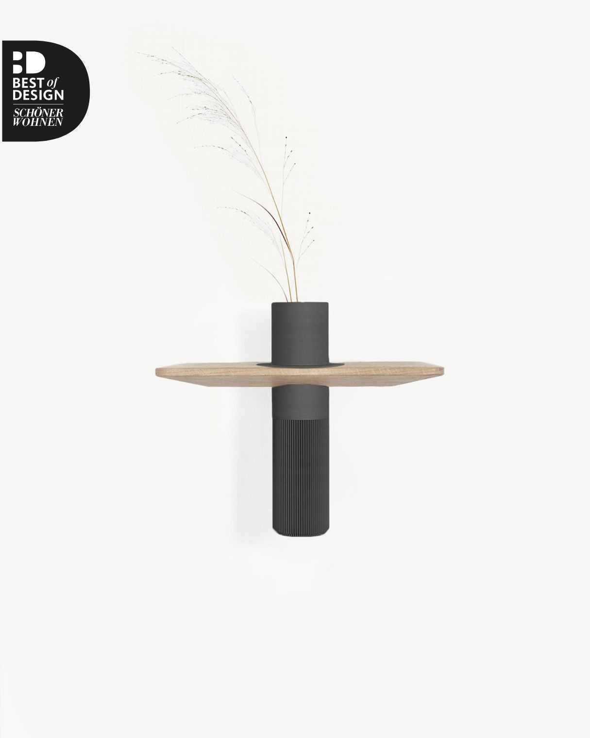 Vaseboard S Wandregal aus Eiche mit Vase in schwarz