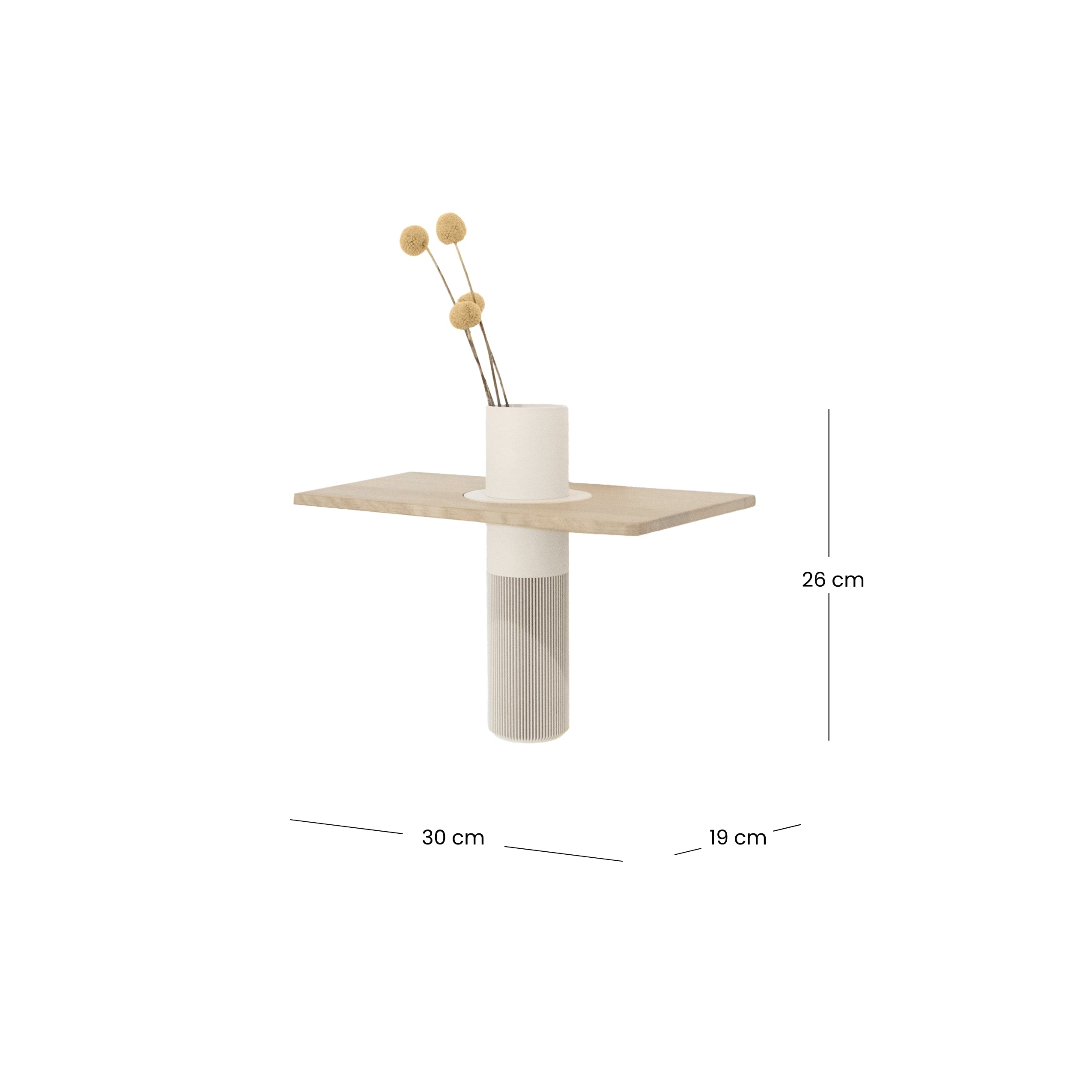 Maße des Vaseboard Wandregals mit integrierter Vase